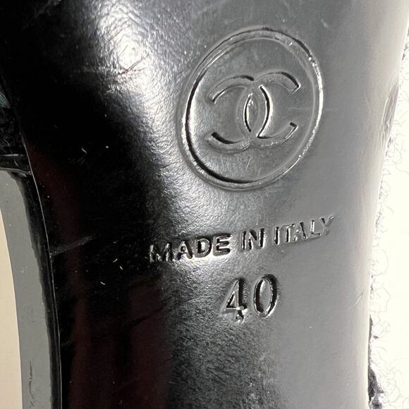 Chanel Black Cap-Toe Tweed T-Strap Mary Jane Pumps – Size 40 - Picture 8 of 11